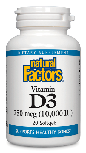 Витамин Д3 10 000 IU | Vitamin D3 10000 IU | Natural Factors, 120 дражета 