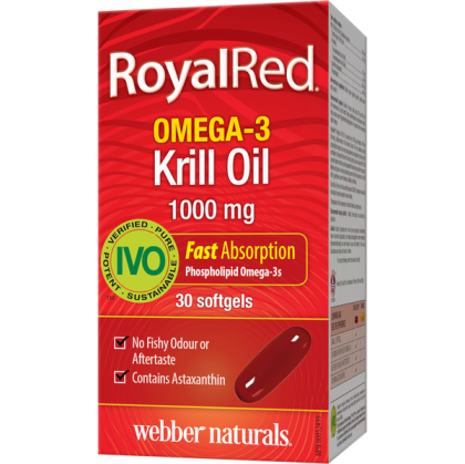 Крил масло Омега-3 1000 мг | RoyalRed® Omega-3 Krill Oil | Webber Naturals, 30 дражета 