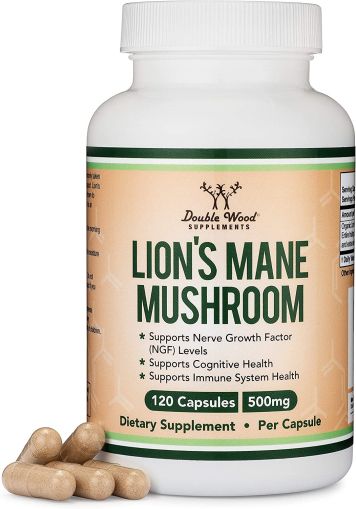 Лъвска грива 1000 мг | Lion’s Mane Mushroom  | Double Wood, 120 капс. 