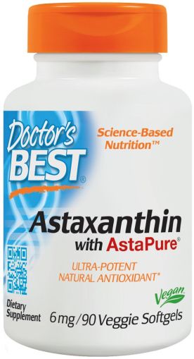 Астаксантин 6 мг | Astaxanthin with AstaReal | Doctor's Best, 90 капс 