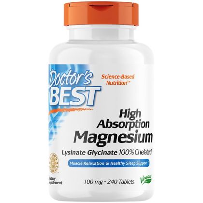 Хелатиран Магнезий бисглицинат 100 мг | Magnesium Chelated | Doctor's Best, 240 табл.