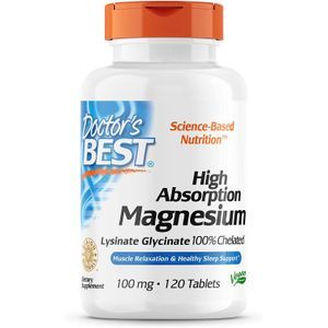 Хелатиран Магнезий бисглицинат 100 мг | Magnesium Chelated | Doctor's Best, 120 табл. 
