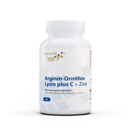 Аргинин, Орнитин, Лизин с Витамин С  |  Arginin, Ornithin, Lysin plus C + Zn |  Vitaworld®, 60 капс. 