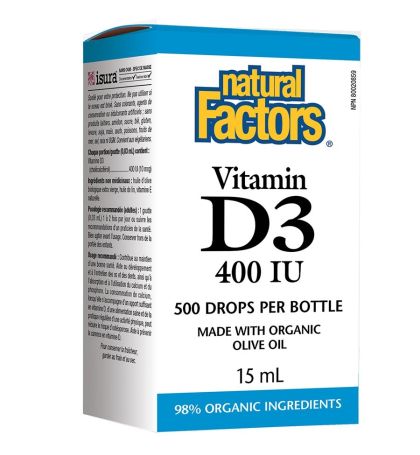 Витамин Д3 400 IU 15 мл | Vitamin D-3 400 IU | Natural Factors, 500 дози 