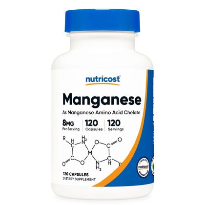 Манган 8 мг | Manganese | Nutricost , 120 капс. 