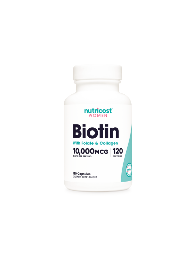 Биотин с Фолат и Колаген  | Biotin, Folate, Collagen  | Nutricost, 120 капс. 