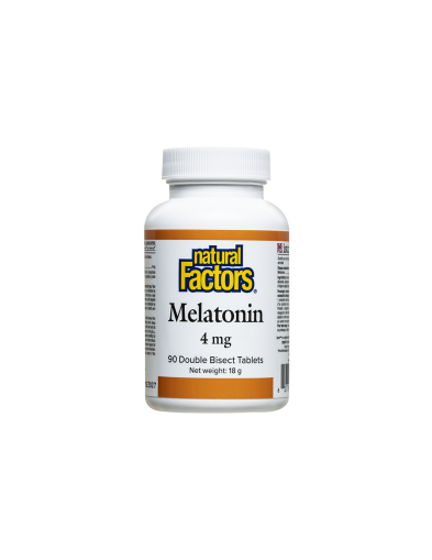 Мелатонин 4 мг | Melatonin | Natural Factors, 90 табл. с 2 делителни черти 