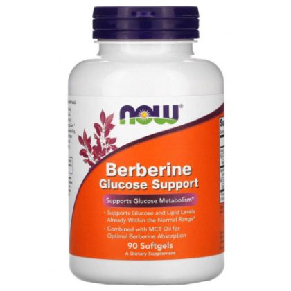 Берберин HCL с MCT | Berberine Glucose Support| Now Foods, 90 дражета 