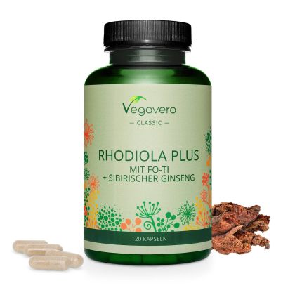 Златен корен + Фо-ти и Сибирски Женшен | Rhodiola Plus | VegaVero, 120 капс. 