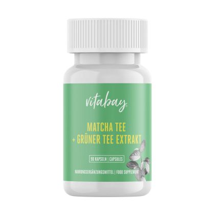 Матча чай + екстракт от зелен чай | Matcha Tee  + Grüner Tee Extrakt | Vitabay, 90 капс. 