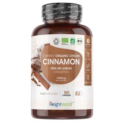 Био Цейлонска канела 1000 мг | Organic Ceylon Cinnamon | Weight Wolrd , 180 капс. 