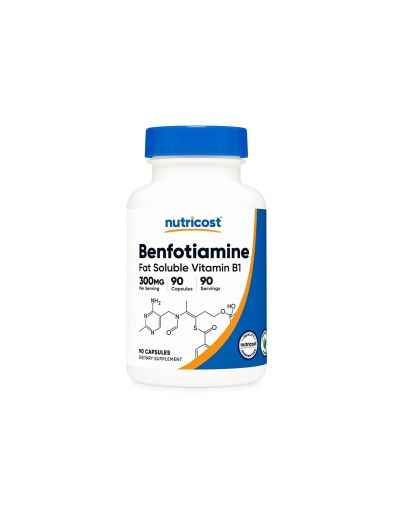 Бенфотиамин 300 мг | Витамин Б1 | Benfotiamine  | Nutricost 90 капс. 