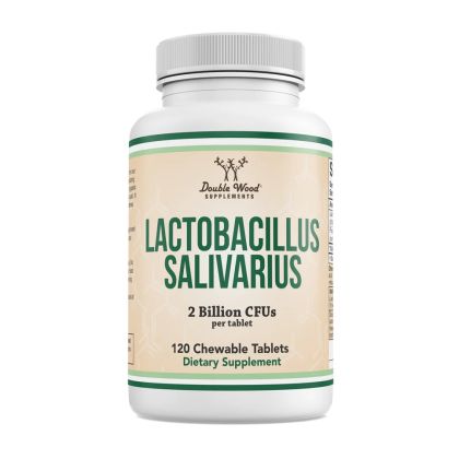 Пробиотик Лактобацилус Саливариус 2 млрд. активни пробиотици | Lactobacillus Salivarius | Double Wood, 120 дъвчащи табл. 