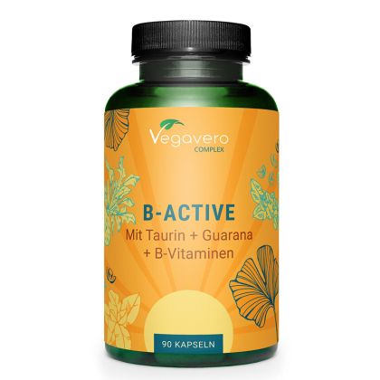  B-Active Mit Taurin + Guarana + B-Vitaminen | Vegavero, 90 капс. 