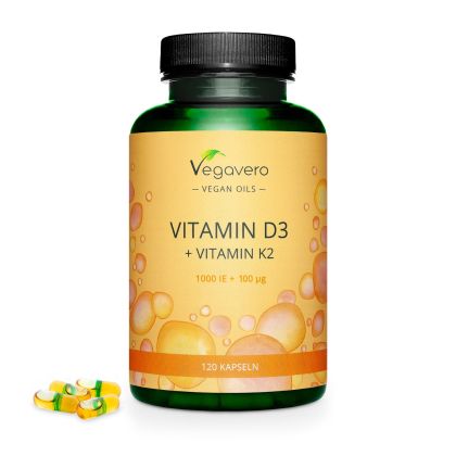 Витамин D3 1000 IU + Витамин К2 100 мкг | Vitamin D3 + Vitamin K2 | Vegavero, 120 капс. 