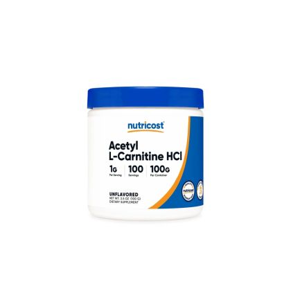 Ацетил-Л-Карнитин | Acetyl L-Carnitine Powder | Nutricost, 100 г прах