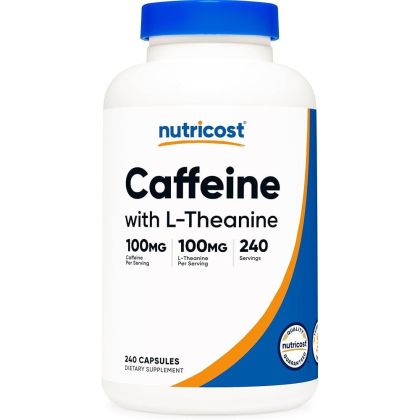 Кофеин + Теанин | Caffeine + Theanine | Nutricost, 240 капс.