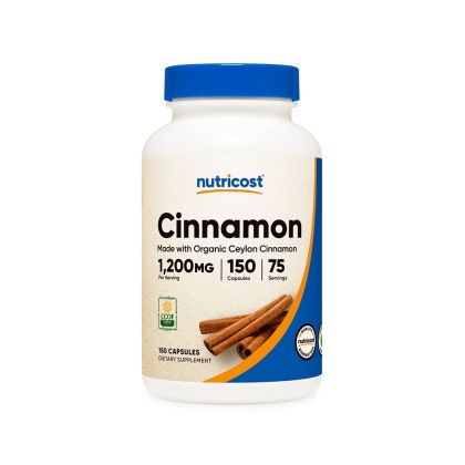Цейлонска канела 600 мг | Cinnamon | Nutricost, 150 капс.