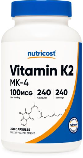 Витамин К2, МК-4 100 мкг | Vitamin K2 MK-4 | Nutricost, 240 капс. 