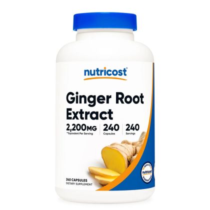 Джинджифил (корен) 550 мг | Ginger Root Extract | Nutricost, 240 капс.