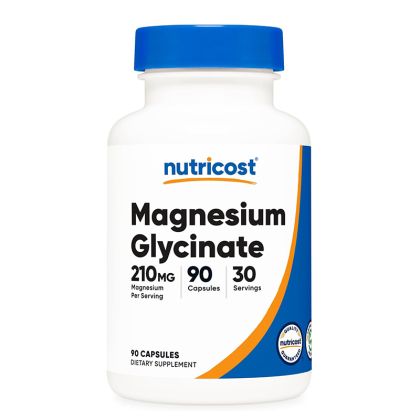 Магнезий (бисглицинат) 70 мг | Magnesium Glycinate | Nutricost, 90 капс.