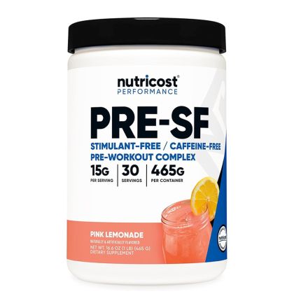 Пред тренировъчен комплекс | PRE-workout Complex Pink Lemonade | Nutricost, 465 г прах (30 дози), с aромат на розова лимонада