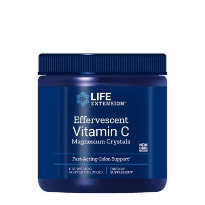Ефервесцентен Витамин С + Магнезий кристали | Effervescent Vitamin C Magnesium Crystals | Life Extension, 180 гр прах 