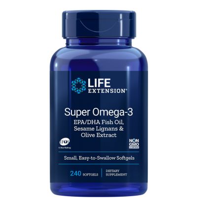 Супер Омега-3 (с лигнан от сусам и екстракт от маслина) | Super Omega-3 | Life Extension, 240 софтгел капс. 
