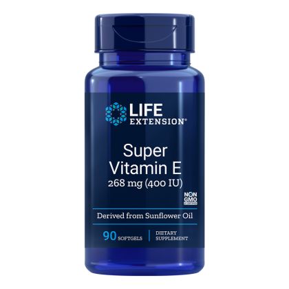 Витамин Е 268 мг 400 IU ( d-aлфа токоферол ) | Super Vitamin E | Life Extension, 90 софтгел капс. 