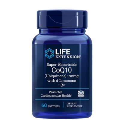Коензим Q10 ( убиквинон ) 100 мг + d-Лимонен | Super-Absorbable CoQ10 | Life Extension, 60 софтгел капс. 