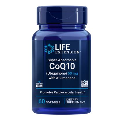 Коензим Q10 ( убиквинон ) 50 мг + d-Лимонен | Super-Absorbable CoQ10 | Life Extension, 60 софтгел капс. 
