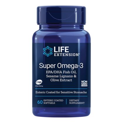 Супер Омега-3 (с лигнан от сусам и екстракт от маслина) | Super Omega-3 Sesame Lignans and Olive extract | Life Extension, 60 стомашно устойчиви софтгел капс.