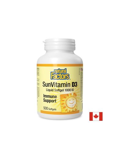 Витамин Д3 | Vitamin D3 1000 IU | Natural Factors, 500 дражета 