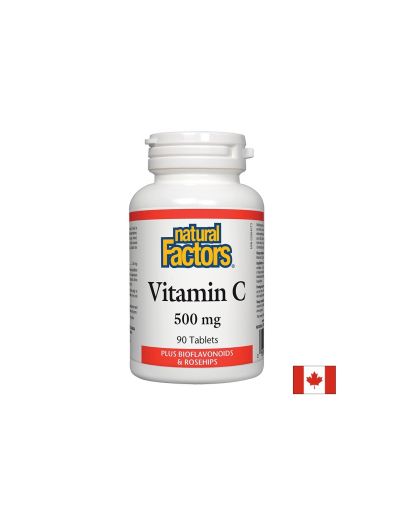 Vitamin C/ Витамин C 500 mg + Шипка и Биофлавони х 90 таблетки Natural Factors