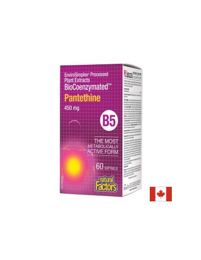 Pantethine BioCoenzymated™/ Пантетин/ Витамин В5 450 mg, 60 софтгел капсули Natural Factors