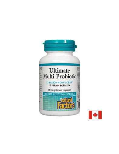 Ultimate Multi Probiotic/ Мулти пробиотик 12 щама, 12 млрд. активни пробиотици х 60 капсули Natural Factors