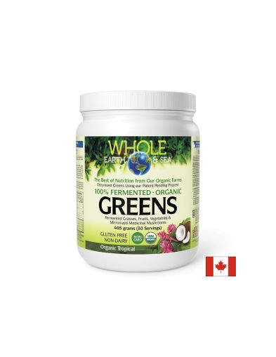 Whole Earth & Sea - 100% ферментирали органик растителни храни, с тропически вкус х 390 g пудра Natural Factors