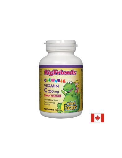 Vitamin C BigFriends®/ Витамин С за деца 250 mg х 90 дъвчащи таблетки с вкус на портокал Natural Factors
