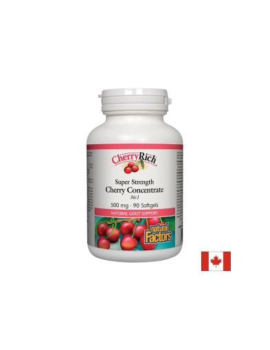 При подагра - Череша супер концентрат - CherryRich™ 500 mg, 90 софтгел капсули Natural Factors