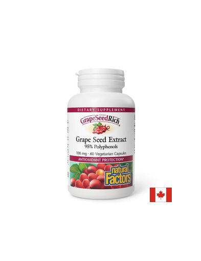  Гроздово семе 100 мг | GrapeSeedRich | Natural Factors, 60 V капс. 