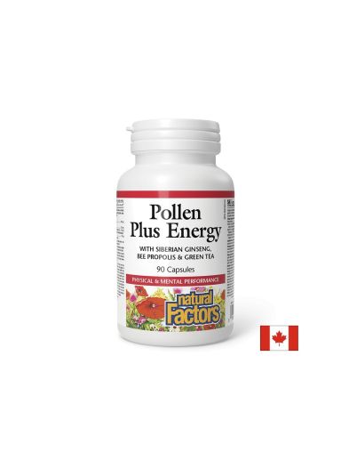 Пчелен прашец с Прополис, Сибирски женшен и Зелен чай | Pollen Plus Energy | Natural Factors, 90 капс. 