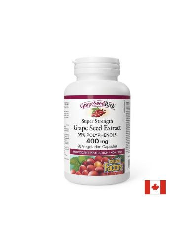 Гроздово семе  400 мг ( 95% полифеноли ) | Grape seed extract | Natural factors, 60 V капсули