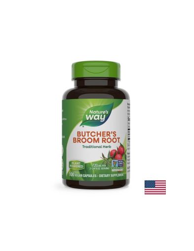 Butcher`s Broom Root - Бодлив залист (корен) - Рускус - За кръвообращението и венозните съдове470 mg, 100 капсули Nature’s Way