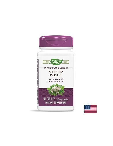 Sleep Well - Срещу тревожност и безсъние с валериана, маточина и витамин B2, 50 таблетки Nature’s Way