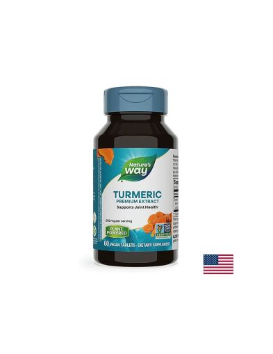 Куркума екстракт от корен - Turmeric 500 mg, стандартизиран до 95% куркуминоиди, 60 таблетки Nature’s Way
