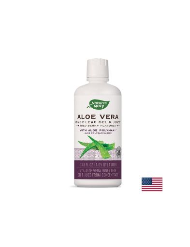 Алое вера ( гел и сок ) 60% | Aloe Vera Gel & Juice | Nature’s Way, 1 л. 
