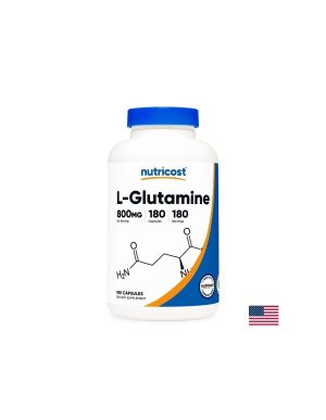 Л- Глутамин 800 мг | L-Glutamine | Nutricost, 180 капс.