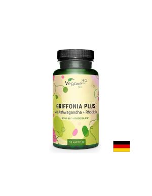 Грифония + ашваганда и златен корен | Griffonia Plus Mit Ashwagandha + Rhodiola | Vegavero, 90 капс.
