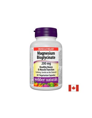 Магнезий  Бисглицинат 200 мг | Magnesium Bisglycinate | Webber Naturals, 60 капс.