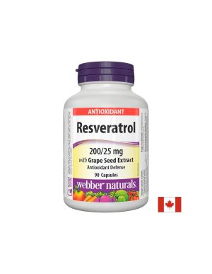  Ресвератрол 200 мг с Гроздово семе  екстракт | Resveratrol with Grape Seed Extract  | Webber Naturals, 90 капс.